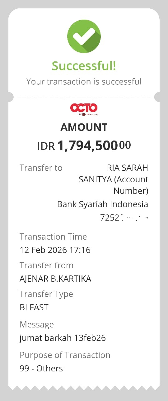 Sedekah Jumat Barokah tgl 13 Februari 2026